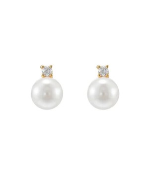 Pearl and Zirconia Stud Earrings